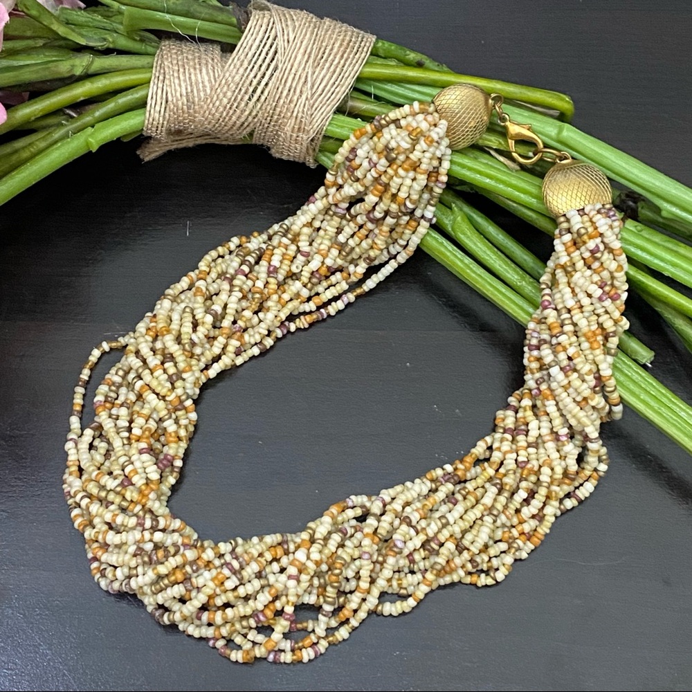Vintage Mookaite Jasper Seed Bead 17” Choker Necklace
